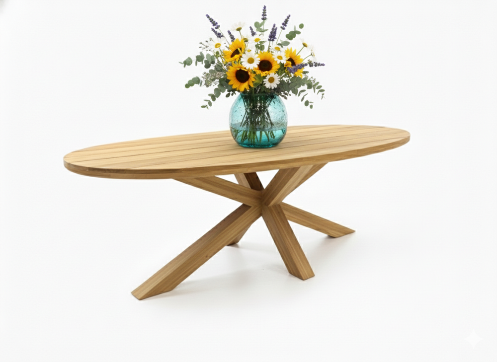 Ovale Teakhouten Tuintafel 240x120cm - Belito Mees Premium 2.0