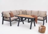 Belito lotte set antraciet lichte kussens 288 x 200 cm hoge tafel