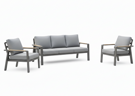 Beliuto Birmingham zonder tafel met antraciet frame en grijze kussense