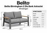 Birmingham2zitsbankantracietafmetingen