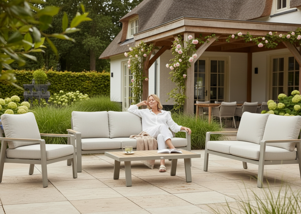 Birmingham Taupe Stoel-bank Loungeset 4 -delig