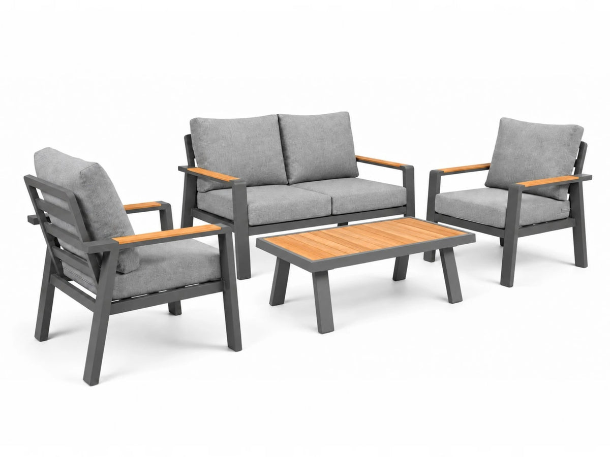 Belito Birmingham Loungeset Nr.11 | Antraciet | 2-zits Bank + 2x Stoel + Tafel | 4 Personen