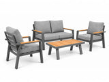 Belito Birmingham Loungeset Nr.11 | Antraciet | 2-zits Bank + 2x Stoel + Tafel | 4 Personen