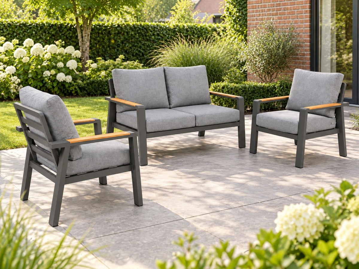 Belito Birmingham Loungeset Nr.10 | Antraciet | 2-zits Bank + 2x Stoel | 4 Personen