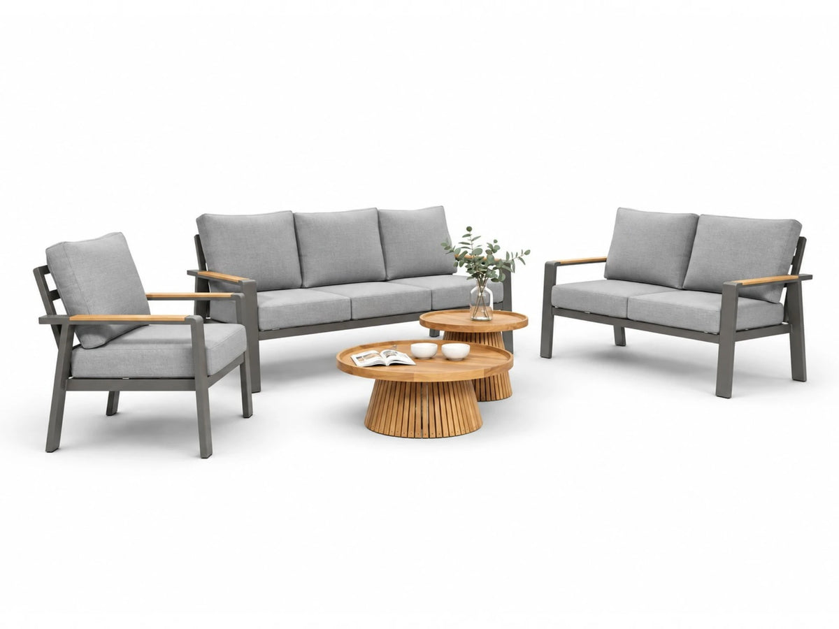 Belito Birmingham Loungeset Nr.8 | Antraciet | 3-zits + 2-zits Bank + Stoel + Daan Tafelset | 6-7 Personen