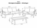Belito Birmingham Loungeset Nr.5 | Antraciet | 3-zits + 2-zits Bank + Tafel | 5 Personen