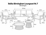 Belito Birmingham Loungeset Nr.7 | Antraciet | 3-zits Bank + 2x Stoel + Daan Tafelset | 5 Personen