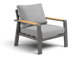 Belito Birmingham loungestoel antraciet aluminium met teakhouten armleuning