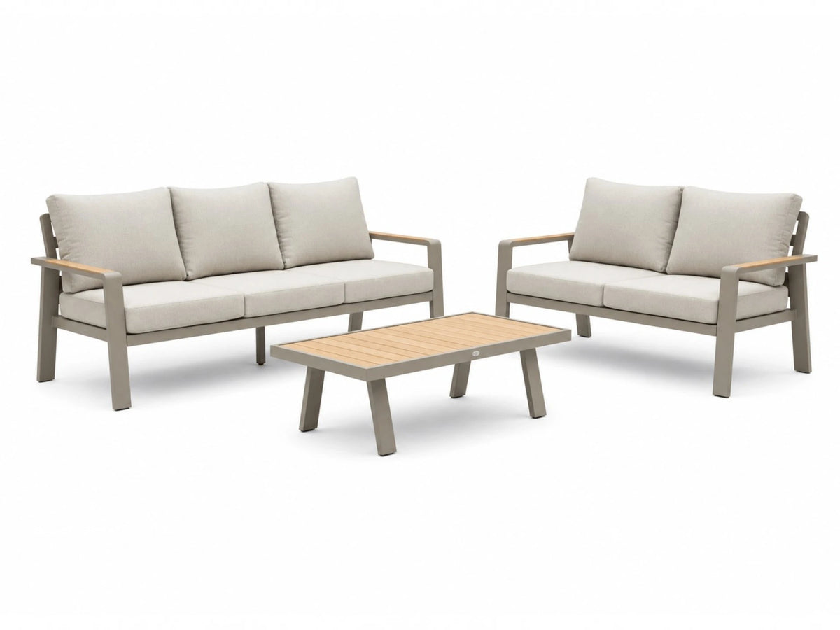 Belito Birmingham Lounge Set No. 5 | Taupe | 3-Seater + 2-Seater Sofa + Table | 5 Persons