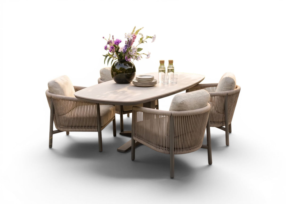 Apple Bee Bora Bora | Zanzibar Low Dining set | Sintered Stone 220cm | 5 Delig