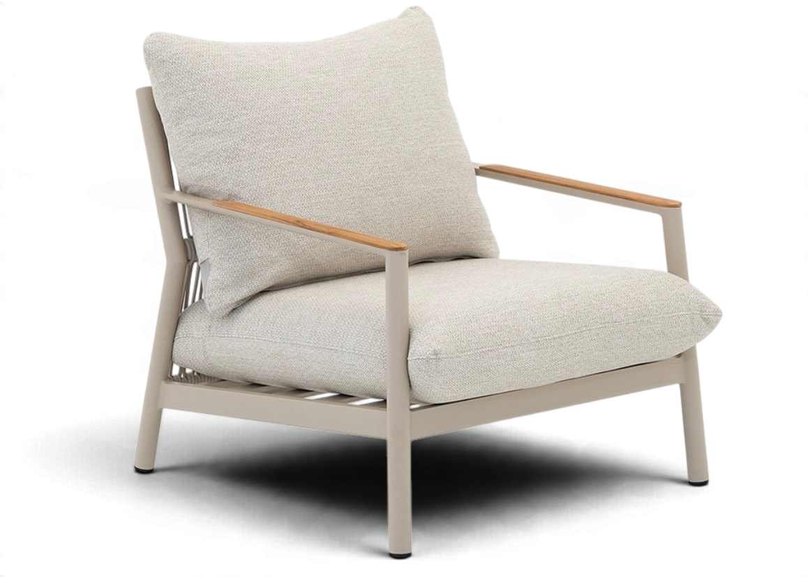 Belito Julia Loungestoel | Taupe | Aluminium & Rope | Teak Leuning