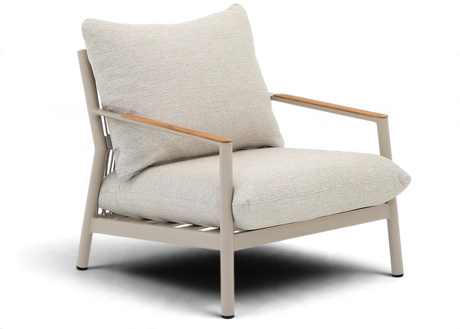 Belito Julia Lounge Chair | Taupe | Aluminum & Rope | Teak Armrest