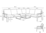 Belito Lotte Loungeset Hoekbank Nr. 11 | Antraciet Aluminium|Verstelbare Tafel | 288 x 220 cm | 6-persoons