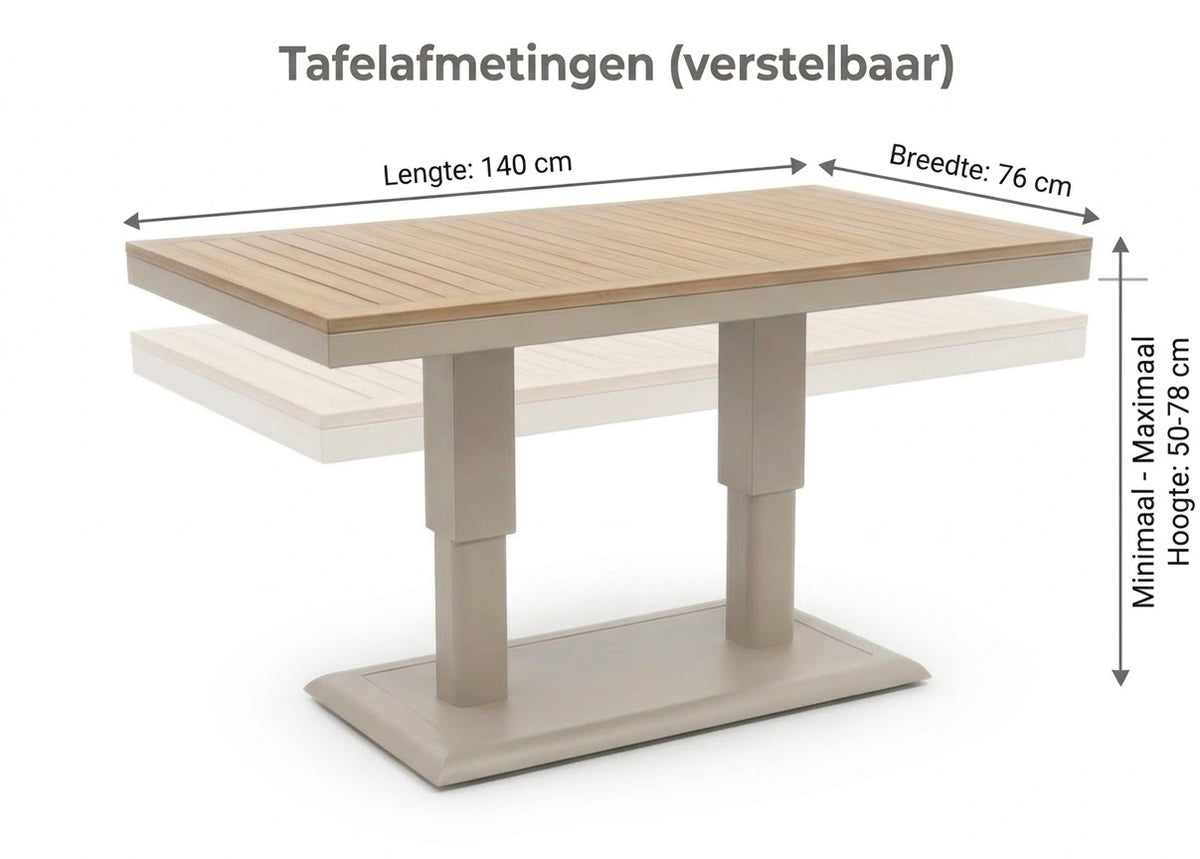 Belito Lotte Loungeset Hoekbank Nr.10 | Taupe Aluminium | 288 x 220 cm | Verstelbare Tafel | 6-7 Personen