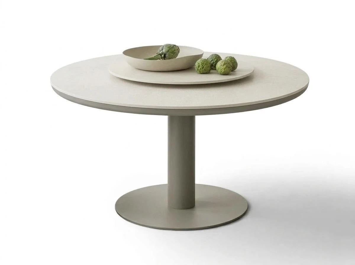 Apple Bee Melville Dining Tafel | Ø 140 cm | Sintered Stone Grey | Taupe Onderstel