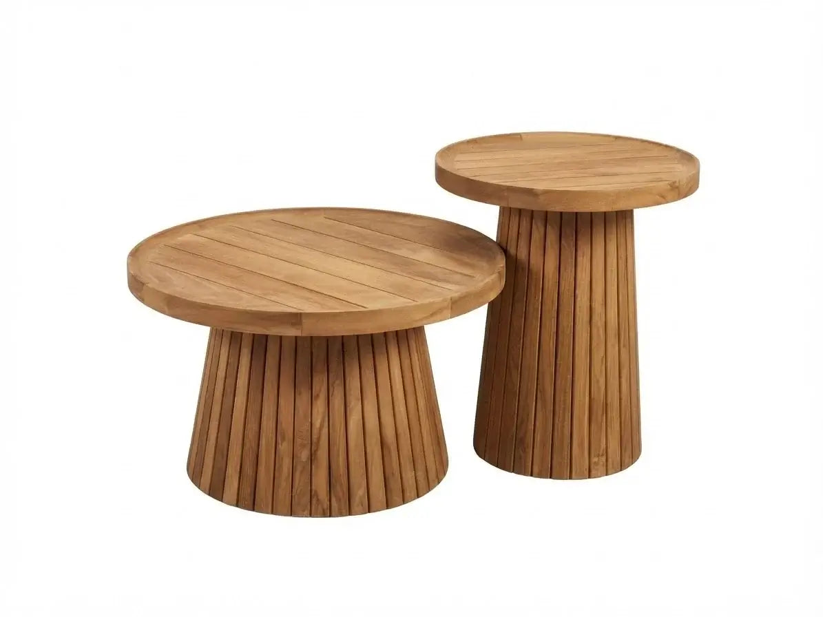 Belito Daan koffietafelset Ø 60 en Ø 45 cm naturel teak