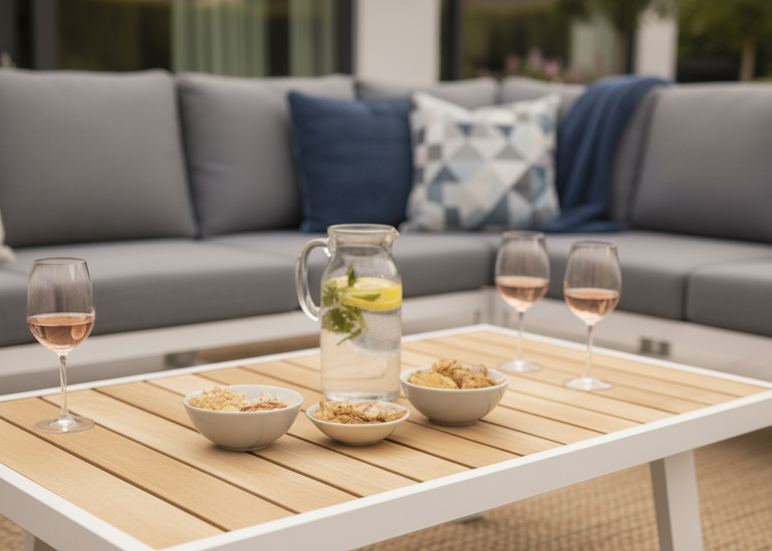 Aluminium Loungeset Hoekbank - Wit Frame - 6-Persoons - Belito Lotte