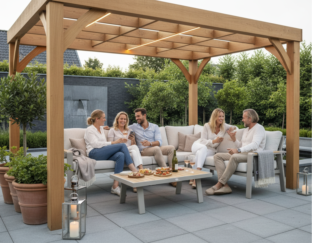 Aluminium Loungeset Hoekbank - Taupe Frame - 6-Persoons - Belito Lotte 4-delig