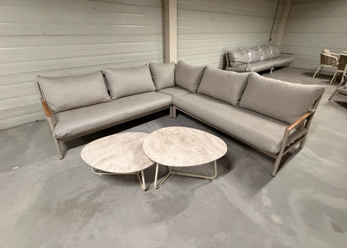 Belito Julia Loungeset 3-delig | 258 x 258 cm | Taupe Rope & Aluminium | Demomodel