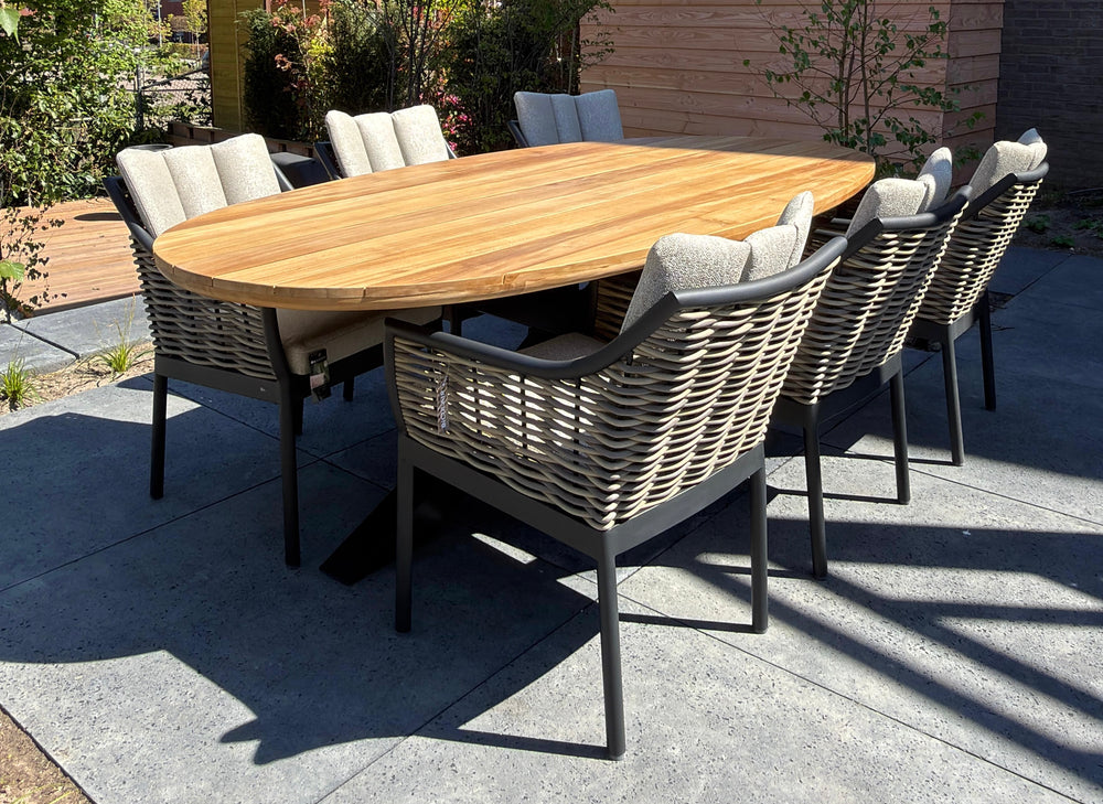 Apple Bee Milou Tuinset 6 persoons - 240 cm Ovaal - Aluminium