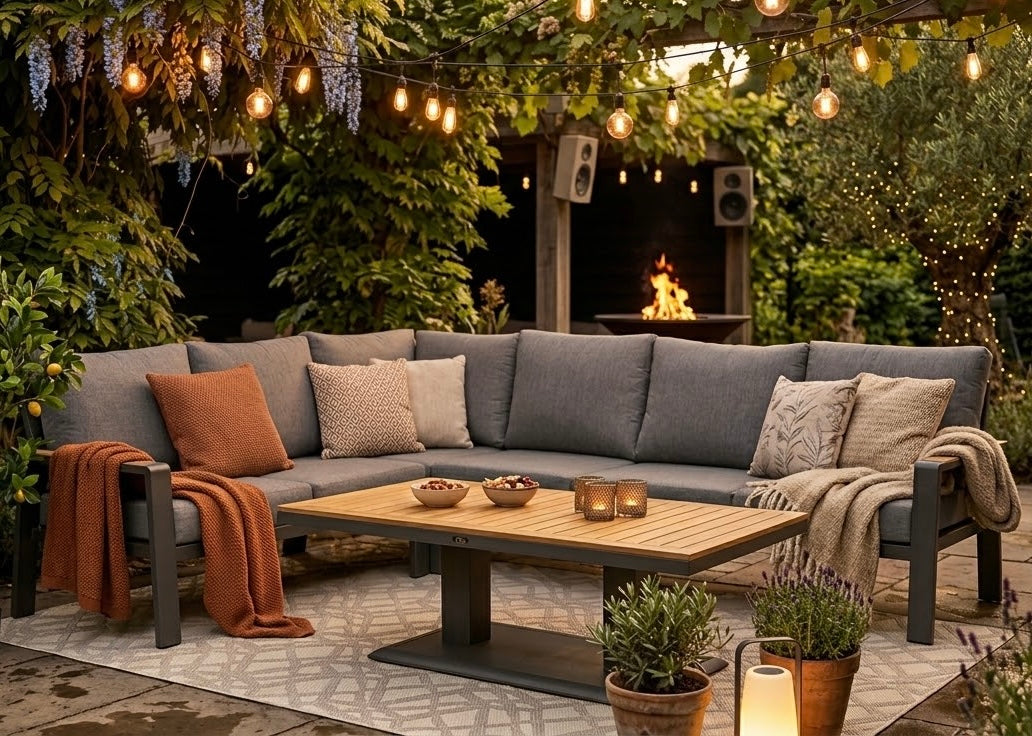Belito Lotte Loungeset Hoekbank Nr. 10 Verstelbare Tafel | Antraciet Aluminium | 288 x 220 cm | 6-persoons