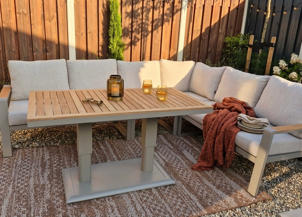 Belito Lotte Loungeset Hoekbank Nr.10 | Taupe Aluminium | 288 x 220 cm | Verstelbare Tafel | 6-7 Personen