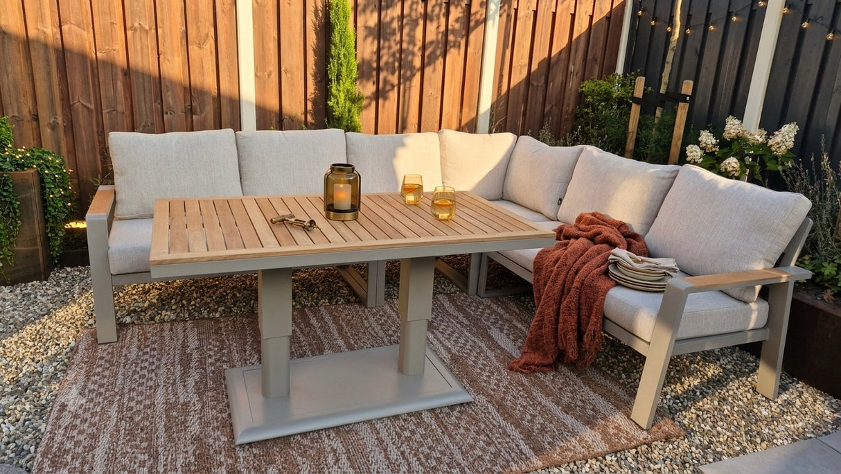 Belito Lotte Loungeset Hoekbank Nr.10 | Taupe Aluminium | 288 x 220 cm | Verstelbare Tafel | 6-7 Personen