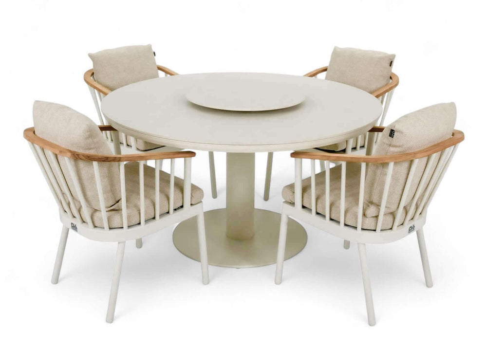 Apple Bee Condor dining tuinset 5-delig Oyster - Ø140cm