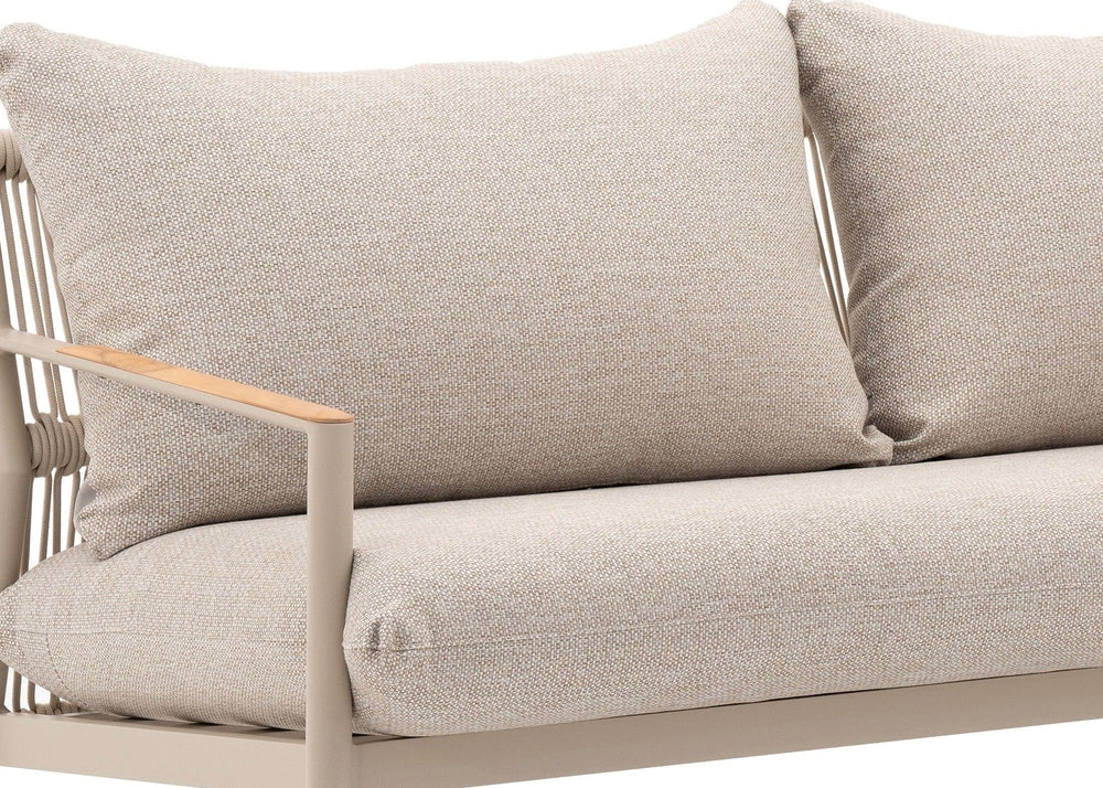 Belito Julia Loungeset 4-delig | 258 x 258 cm | Taupe Rope & Aluminium | Met Aluminium Koffietafel