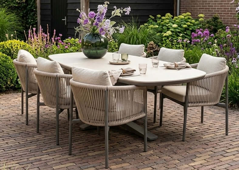 Apple Bee Bora Bora | Zanzibar Low Dining set | Sintered Stone 220cm | 5 Delig