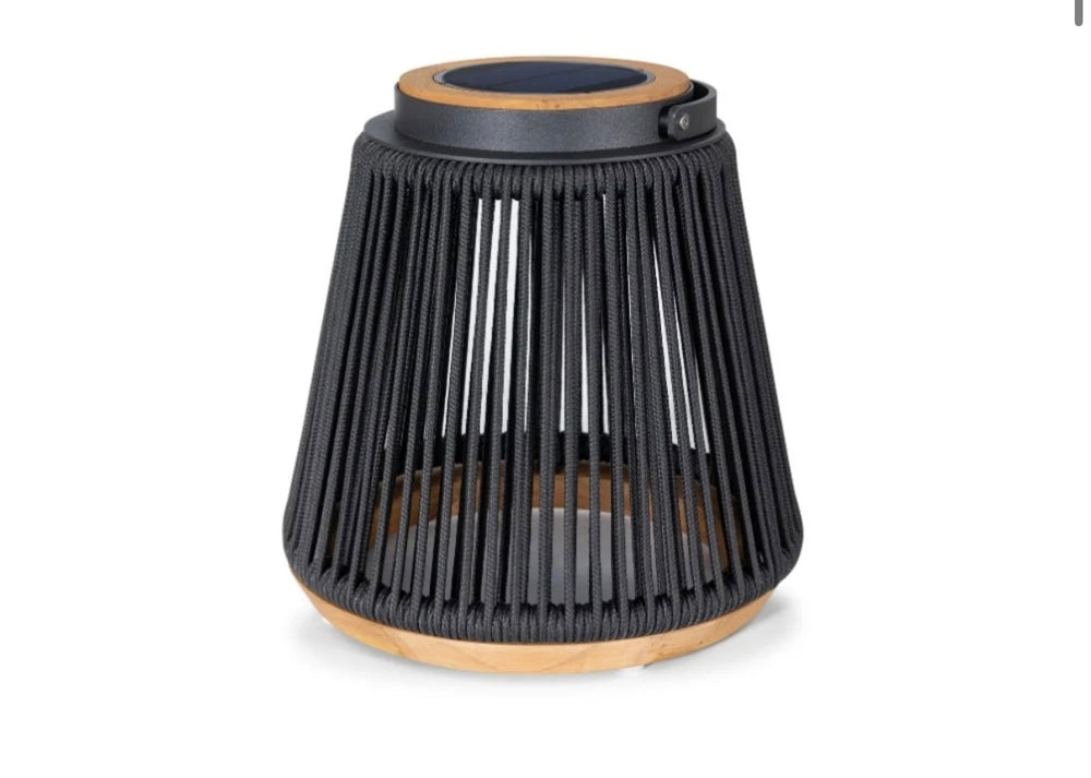 Rocca sfeerlamp tuin solar - aluminium - teakhout - antraciet - 37 cm