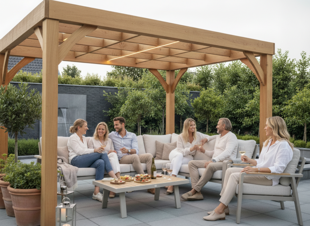 Aluminium Loungeset Hoekbank - Taupe Frame - 7 -Persoons - Belito Lotte - Incl stoel