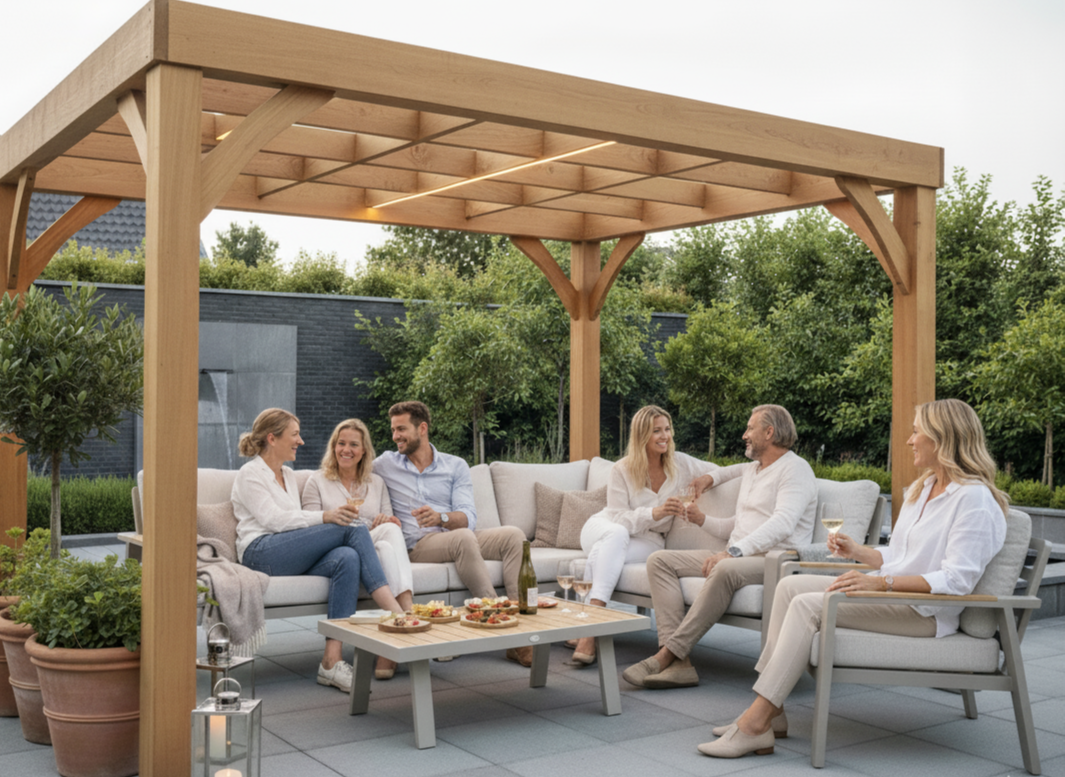 Aluminium Loungeset Hoekbank - Taupe Frame - 7 -Persoons - Belito Lotte - Incl stoel