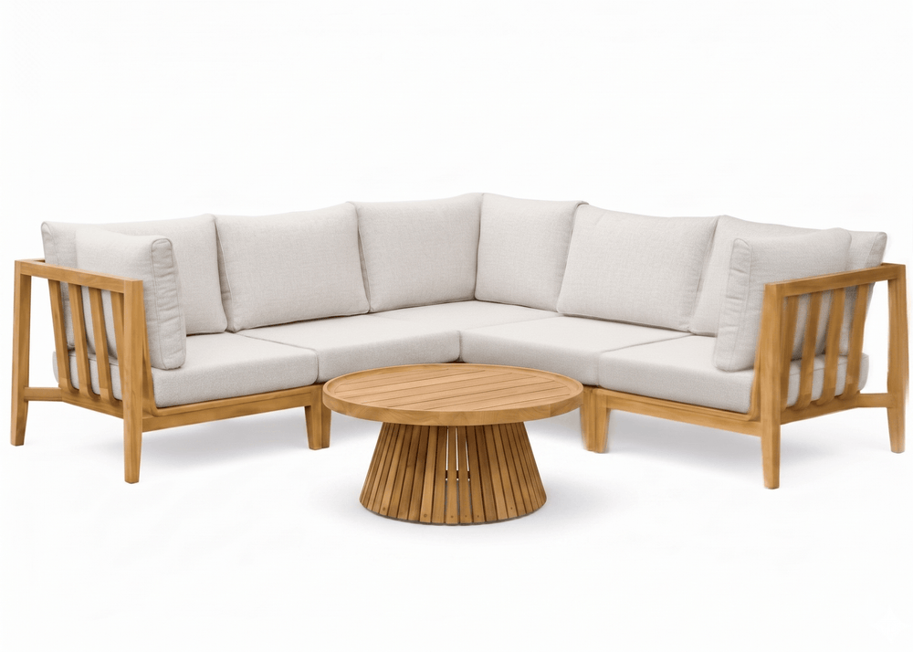Belito Daan Hoek Loungeset | Teakhout | 245x245 cm | Nr. 6 incl. 80 cm diameter koffietafel
