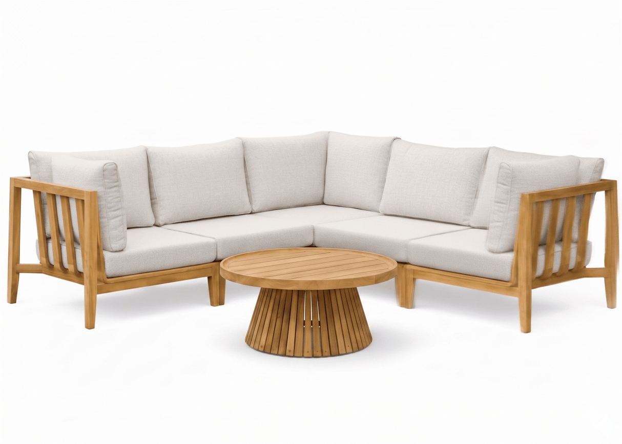Belito Daan Hoek Loungeset | Teakhout | 245x245 cm | Nr. 6 incl. 80 cm diameter koffietafel
