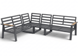 Belito Lotte Loungeset Hoekbank Nr. 4 | 288 x 220 cm | Met Vaste Diningtafel | Antraciet | Lichte Kussens