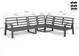 Belito Lotte Loungeset Hoekbank Nr. 1 | Antraciet Aluminium | 288 x 220 cm | 6-persoons | Lichte Kussens
