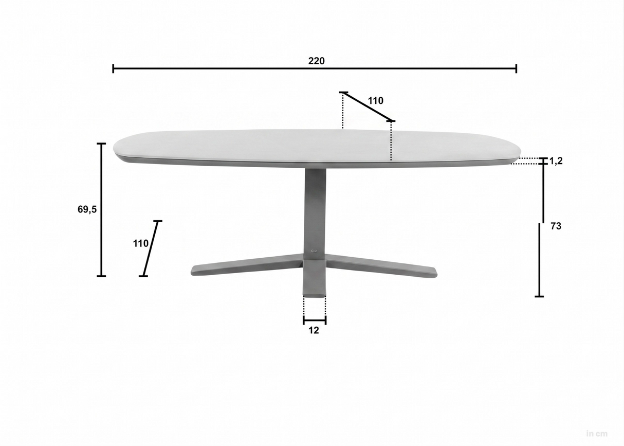 Apple Bee Bora Bora | Zanzibar Low Dining set | Sintered Stone 220cm | 5 Delig
