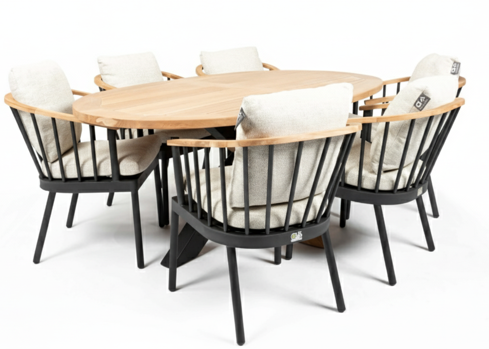 Apple Bee Condor Dining Tuinset 6 persoons - 200 cm Ovaal - Aluminium Onderstel