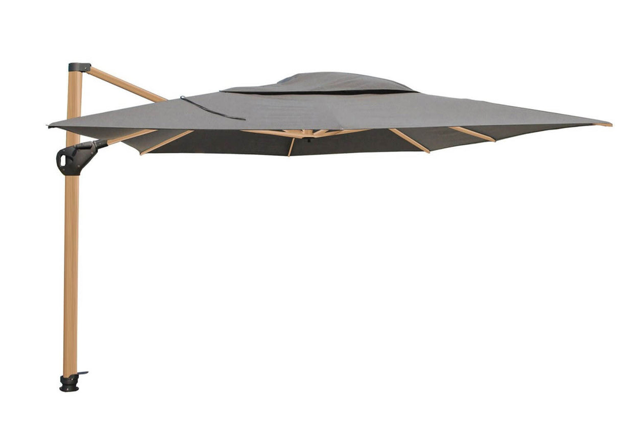 4Seasons Hacienda Zweefparasol 300x400cm - Woodlook Frame Charcoal Doek