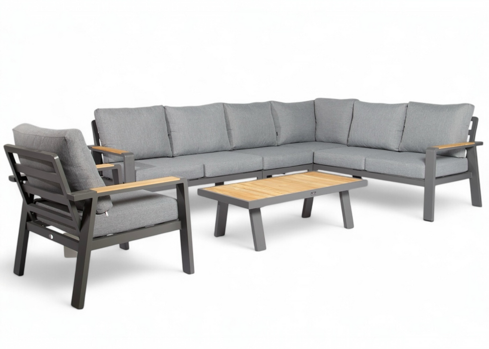 Hoek loungeset antraciet 6 personen 