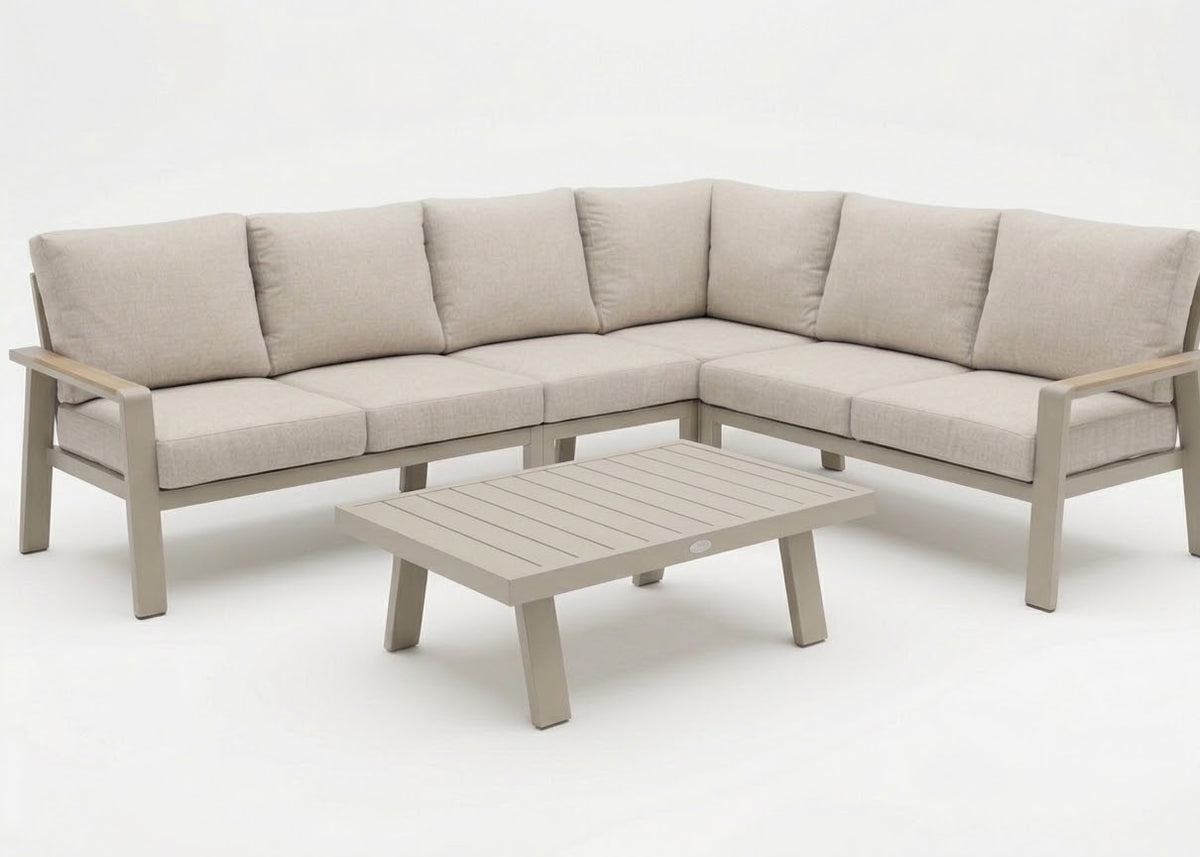 Belito Koffietafel | 121 x 60 cm | Taupe | Aluminium
