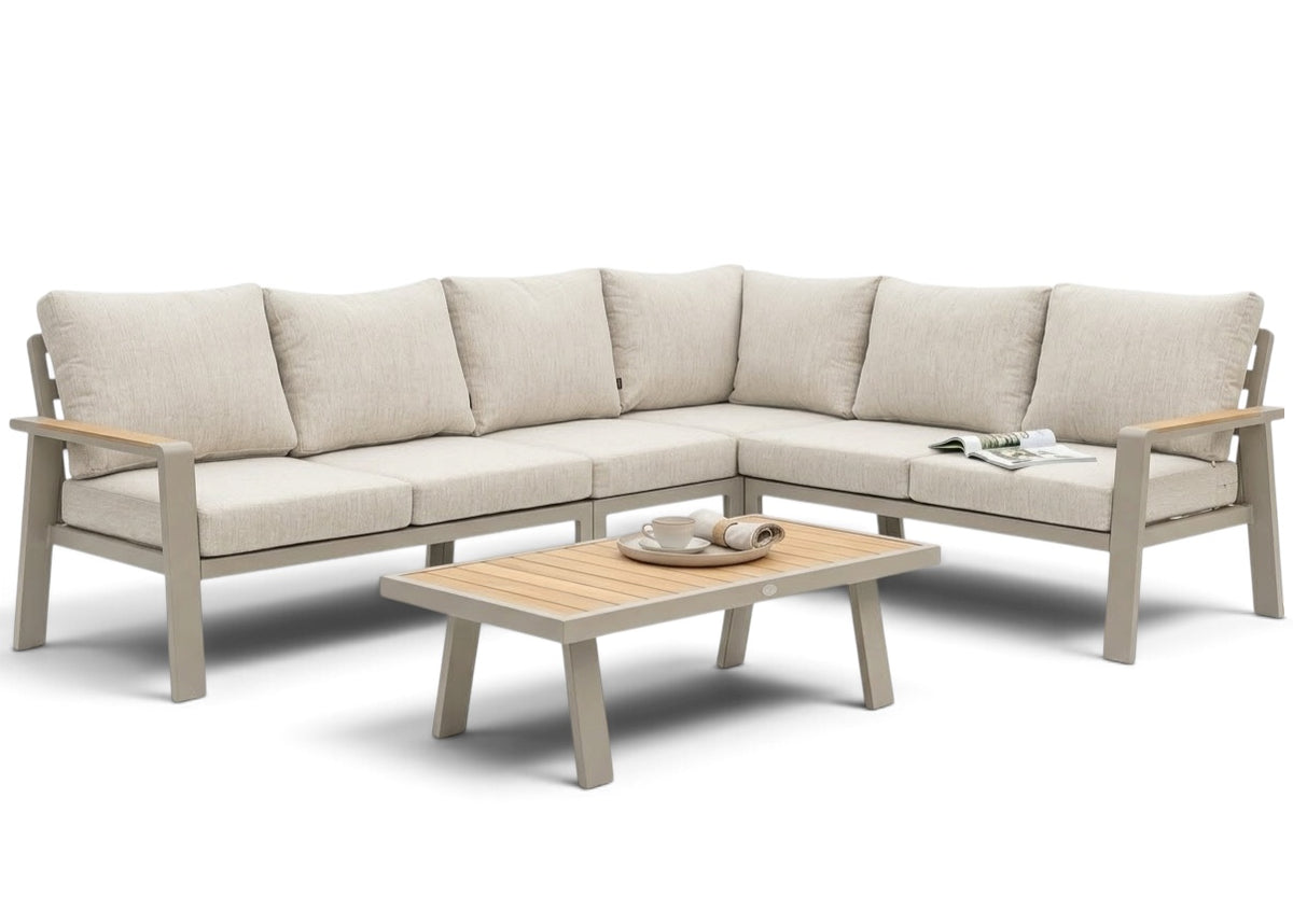 Belito Lotte Loungeset Hoekbank Nr. 1 | Taupe Aluminium | 288 x 220 cm | 6-persoons