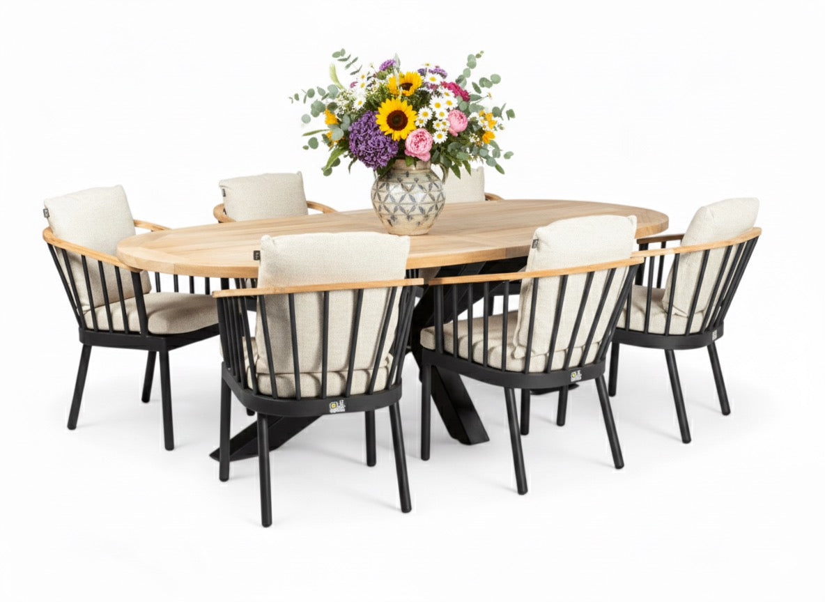 Ovale Teakhouten Tuintafel 240x120cm - Belito Mees