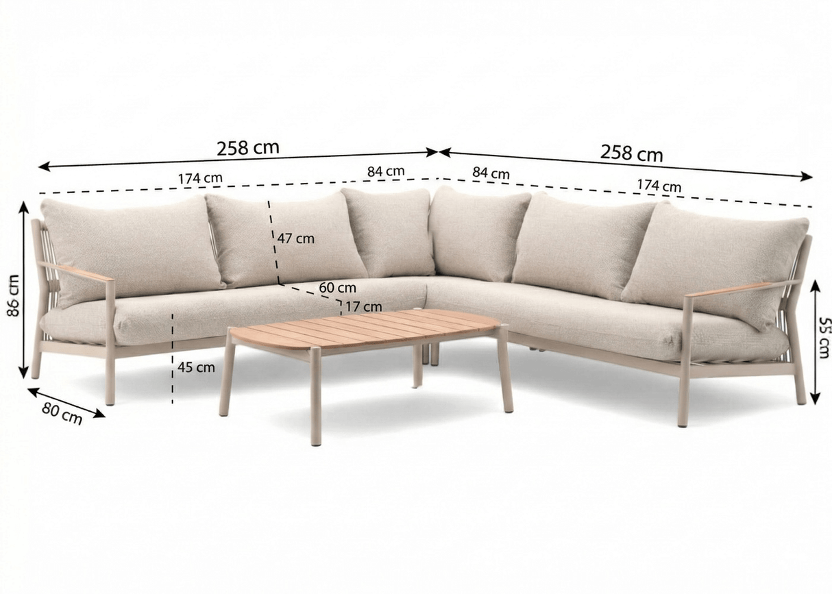 Aluminium Hoek Loungeset - Taupe Frame - Belito Julia - 4-delig