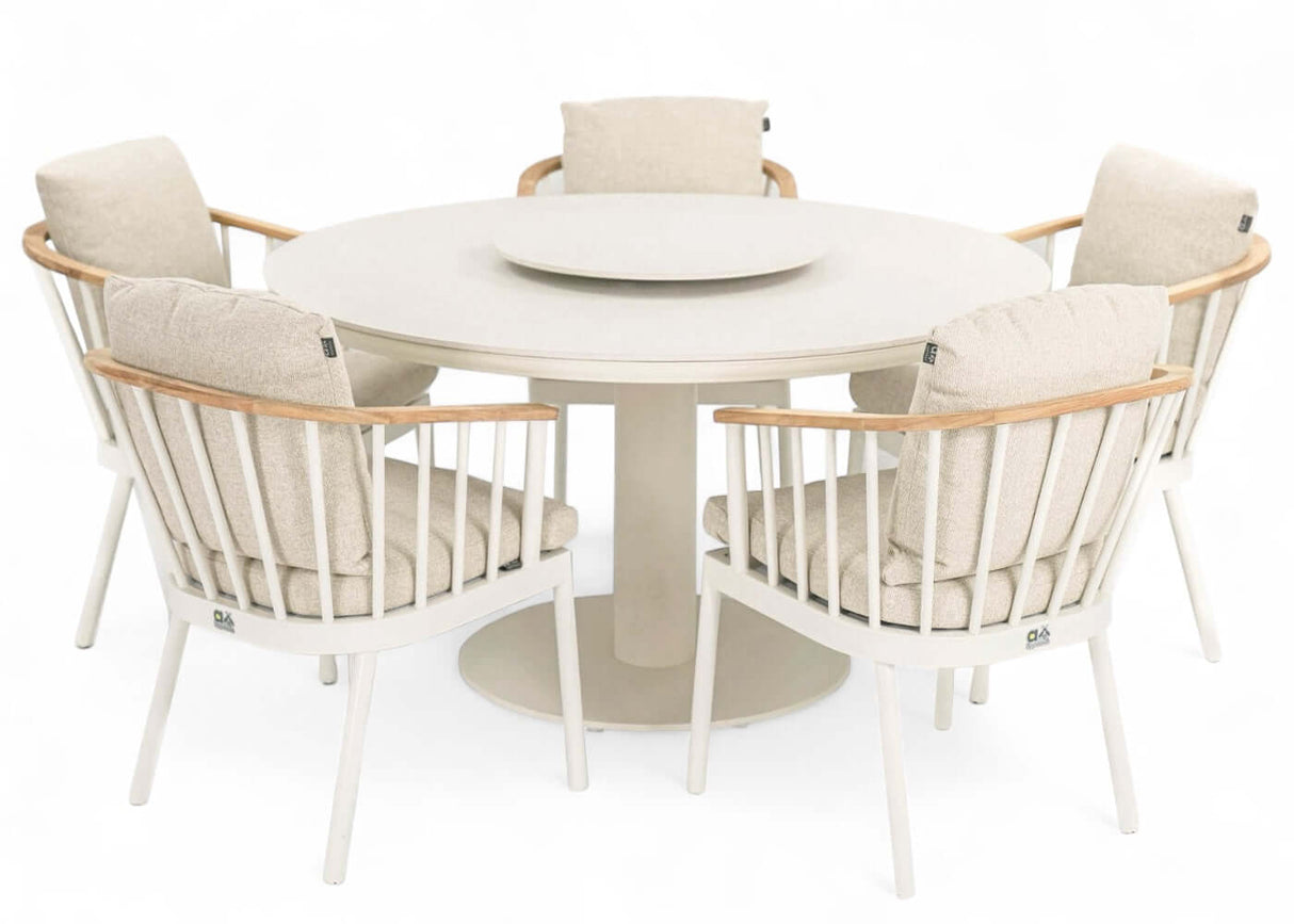 Apple Bee Condor dining tuinset 6-delig Oyster - Ø140cm