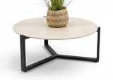 Apple Bee Monaco Lounge Koffietafel | Ø 75cm | Sintered Stone | Mar Zwart Aluminium