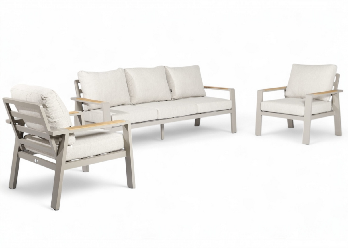 Aluminium Stoel-Bank Loungeset - Taupe - Belito Birmingham - 5 - personen - 3 - delig