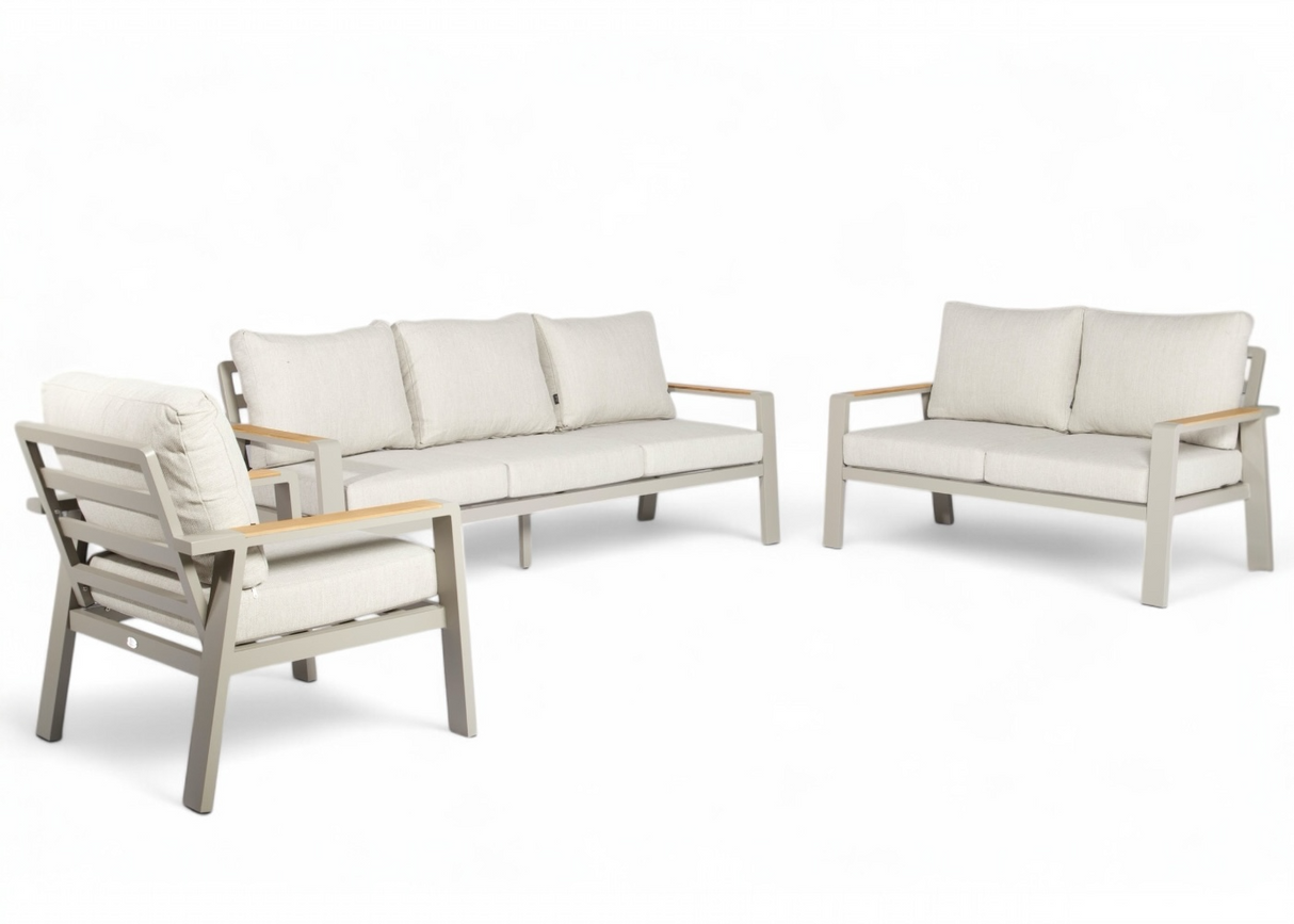 Aluminium Stoel-Bank Loungeset - Taupe - Belito Birmingham - 3 - delig