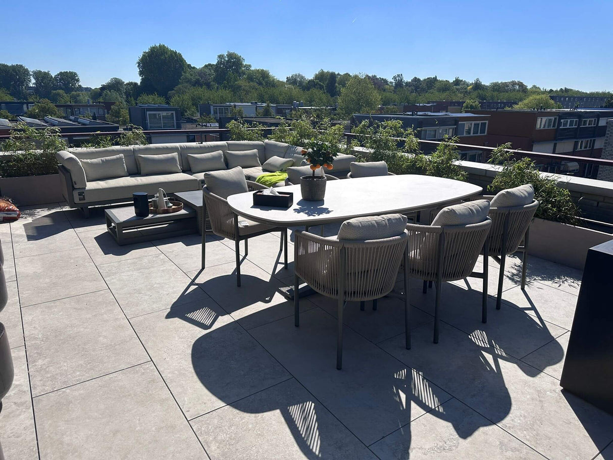 Apple Bee Bora Bora | Zanzibar Low Dining set | Sintered Stone 220cm | 5 Delig